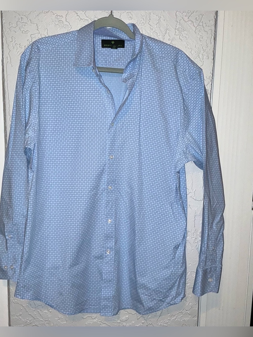 Bristol & Bull Slim Fit Light Blue Patterned Men’s Button-Down Shirt